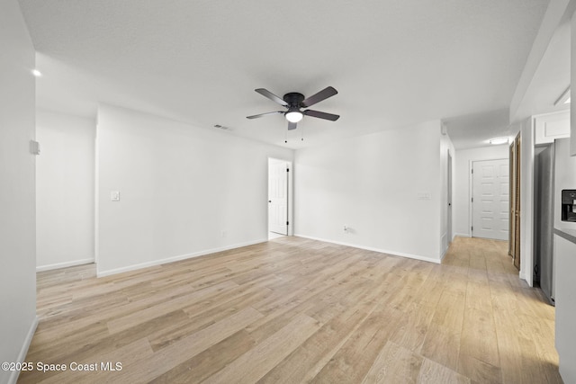 2036 Hogan Dr, Melbourne, FL 32935 - unfurnished living room featuring ceiling fan, light wood-style floors, and baseboards