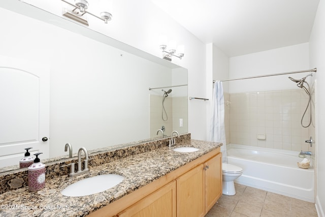 6421 Borasco Dr Unit 3208, Melbourne, FL 32940 - bathroom with shower / bath combo, tile patterned floors, double vanity, and toilet