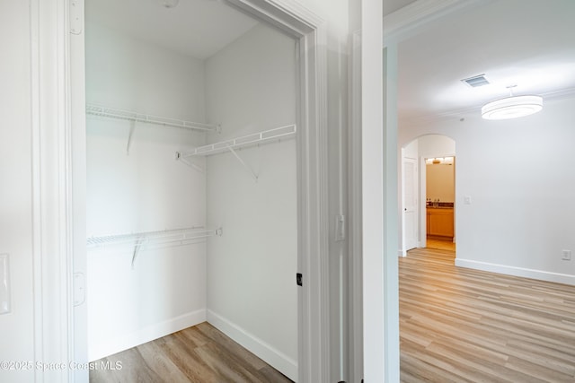 6421 Borasco Dr Unit 3208, Melbourne, FL 32940 - walk in closet with arched walkways and light wood-type flooring