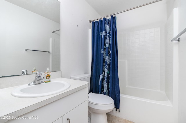 3220 Lowry Blvd SE, Palm Bay, FL 32909 - bathroom featuring toilet, vanity, shower / tub combo, and tile patterned floors