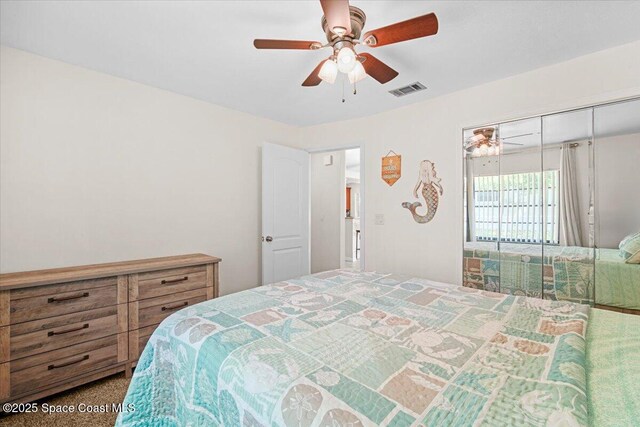 7020 Kaylor Ave, Cocoa, FL 32927 - bedroom featuring a ceiling fan and a closet