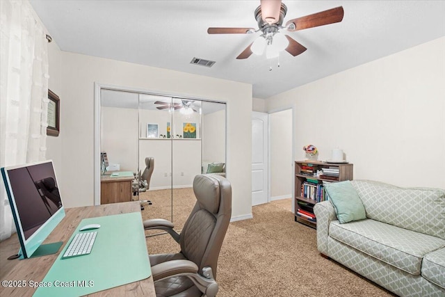 7020 Kaylor Ave, Cocoa, FL 32927 - carpeted home office featuring ceiling fan