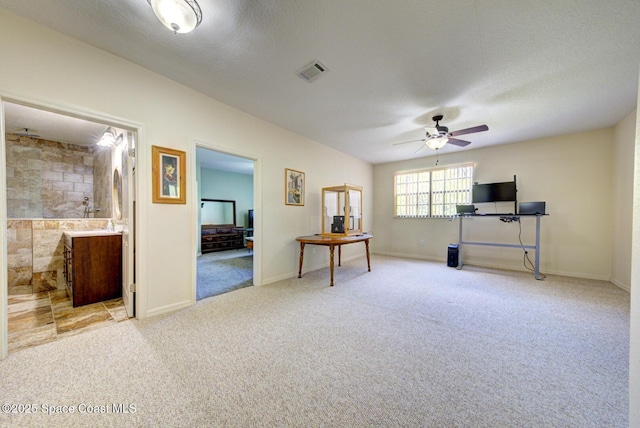 4956 Corfu Dr, Cocoa, FL 32926 - workout area with carpet flooring, a ceiling fan, and baseboards