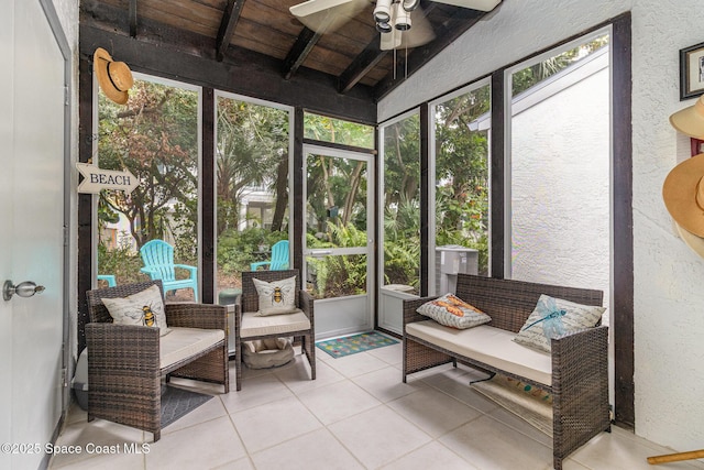 403 Seaport Blvd Unit T145, Cape Canaveral, FL 32920 - sunroom / solarium with a ceiling fan and beam ceiling