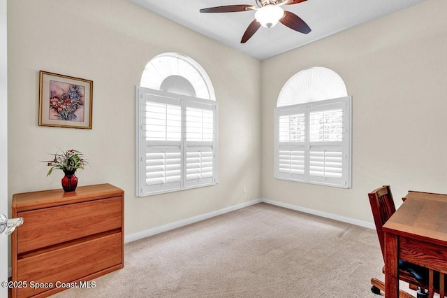 5209 Eleuthra Cir, Vero Beach, FL 32967 - carpeted office featuring a ceiling fan and baseboards