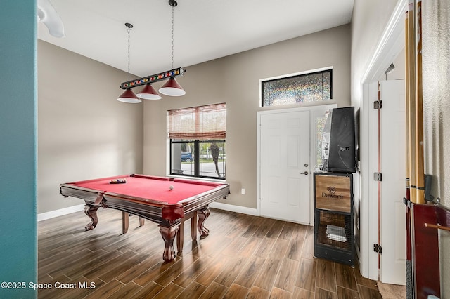 4725 Papaya St, Cocoa, FL 32926 - playroom with baseboards, pool table, and dark wood-style floors