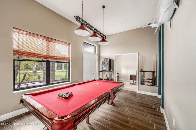 4725 Papaya St, Cocoa, FL 32926 - game room featuring billiards, baseboards, and dark wood-style floors