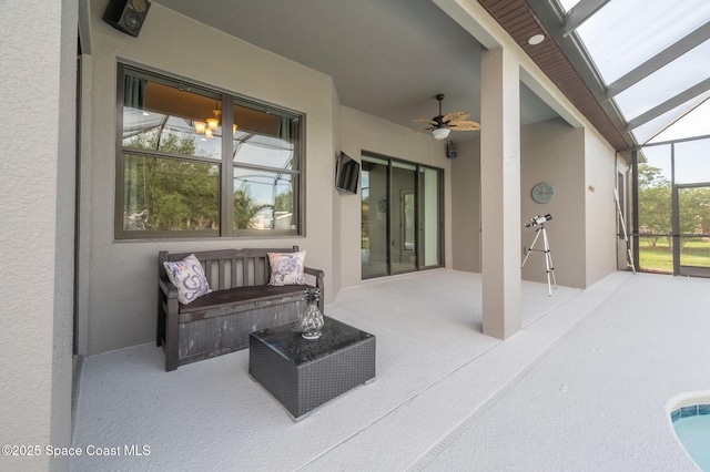4725 Papaya St, Cocoa, FL 32926 - view of patio / terrace featuring ceiling fan and a lanai