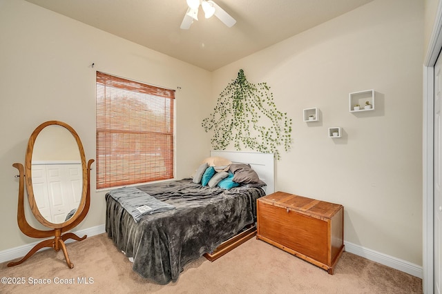 4725 Papaya St, Cocoa, FL 32926 - bedroom with light carpet, baseboards, and ceiling fan
