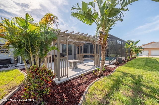 4725 Papaya St, Cocoa, FL 32926 - back of property featuring a patio, a pergola, a yard, and an outdoor pool