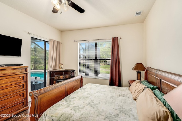 4725 Papaya St, Cocoa, FL 32926 - bedroom with access to exterior and ceiling fan