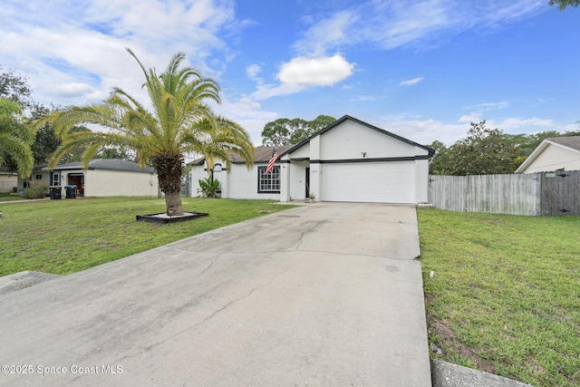 822 Lamplighter Dr NW, Palm Bay, FL 32907 - ranch-style house with a garage, concrete driveway, and stucco siding