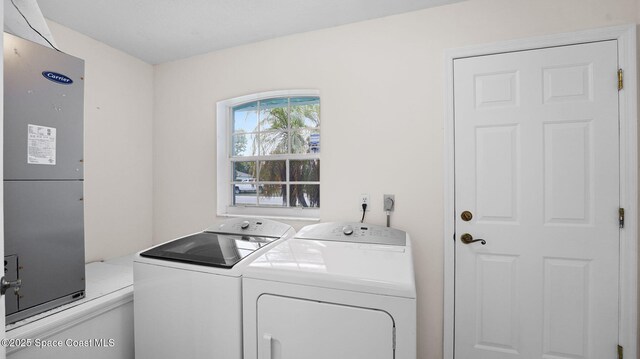 525 Banana Blvd, Merritt Island, FL 32952 - laundry area featuring washing machine and clothes dryer and heating unit