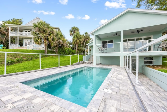 1313 Worth Ct NE, Palm Bay, FL 32905 - swimming pool with ceiling fan and stairway