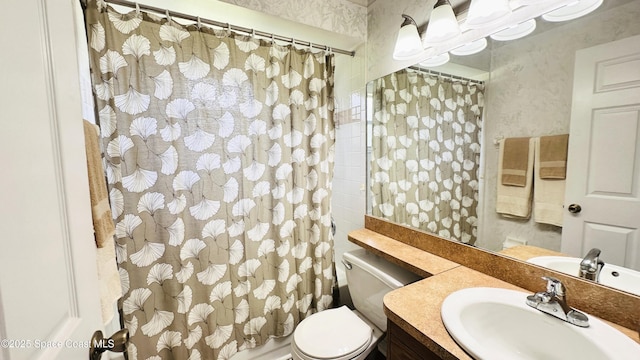 803 Crossbow Dr, West Melbourne, FL 32904 - full bath featuring vanity, toilet, and a shower with shower curtain