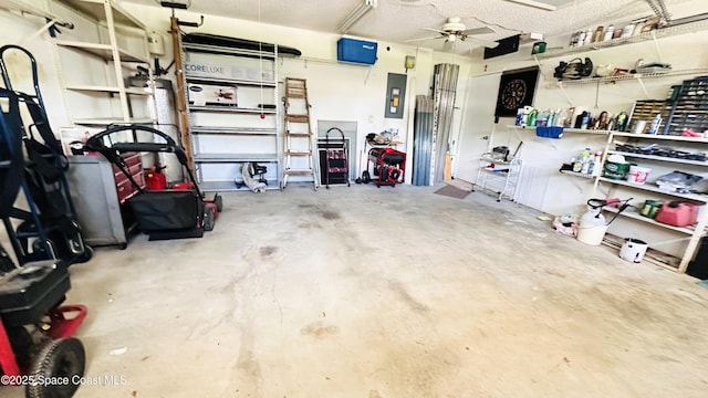 803 Crossbow Dr, West Melbourne, FL 32904 - garage featuring electric panel and ceiling fan