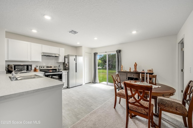 499 Grenadier Ave NW, Palm Bay, FL 32907 - kitchen featuring stainless steel appliances, a sink, light countertops, under cabinet range hood, and recessed lighting