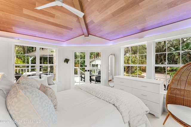 4185 Crooked Mile Rd, Merritt Island, FL 32952 - bedroom featuring wood ceiling, multiple windows, and french doors