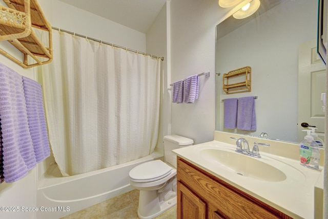 858 Morning Cove Cir SE, Palm Bay, FL 32909 - bathroom with toilet, vanity, shower / tub combo, and tile patterned flooring