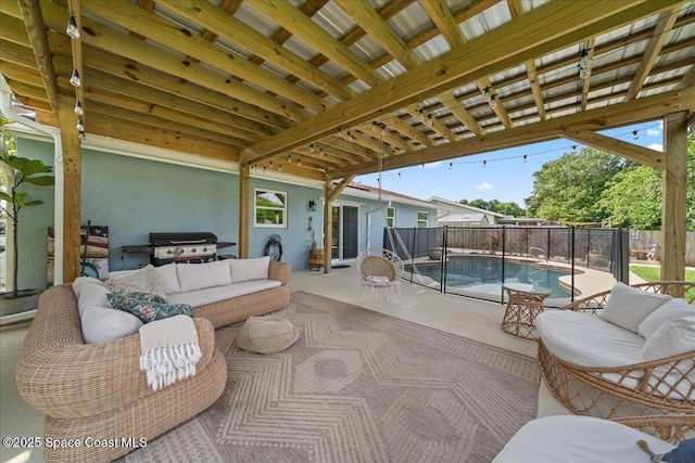 609 Tallwood Cir, Melbourne, FL 32904 - fenced backyard featuring outdoor lounge area, a patio, and a grill