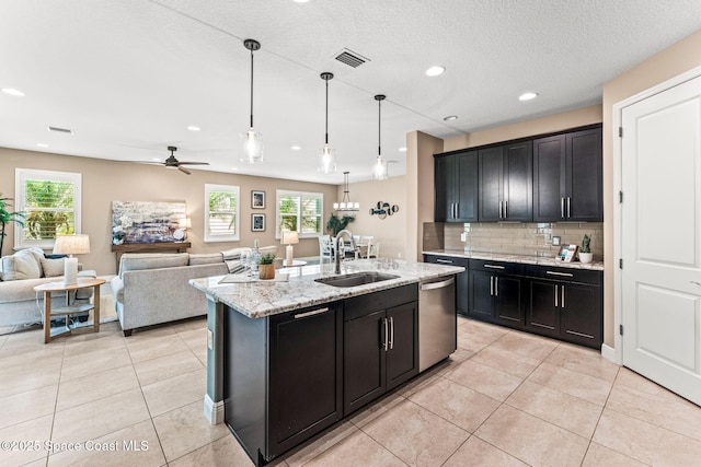 3387 Caviston Way, Melbourne, FL 32940 - kitchen featuring a sink, dishwasher, plenty of natural light, open floor plan, and recessed lighting