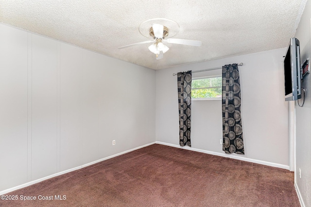 2109 Ivy Dr, Cocoa, FL 32922 - unfurnished room with carpet, a textured ceiling, ceiling fan, and baseboards