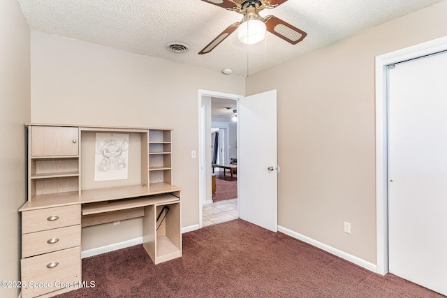 2109 Ivy Dr, Cocoa, FL 32922 - unfurnished office featuring carpet floors, ceiling fan, a textured ceiling, and baseboards