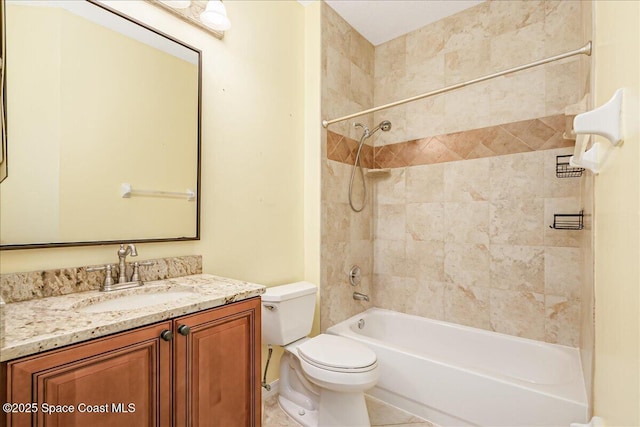 4843 Erin Ln, Melbourne, FL 32940 - full bathroom featuring toilet, shower / bathtub combination, vanity, and tile patterned floors