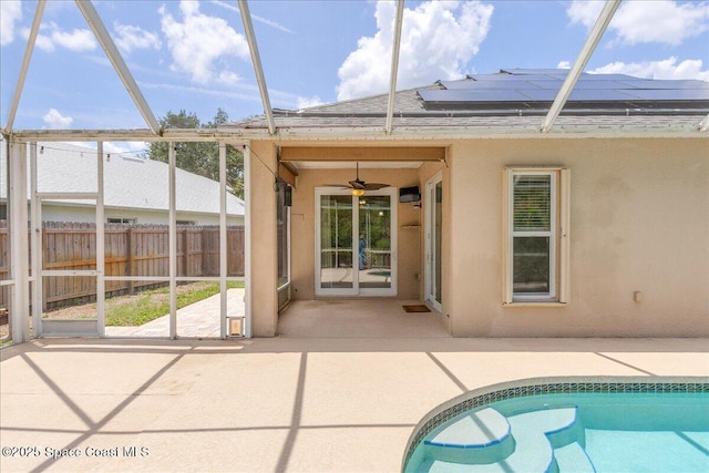 4843 Erin Ln, Melbourne, FL 32940 - view of swimming pool featuring a patio, ceiling fan, and a lanai