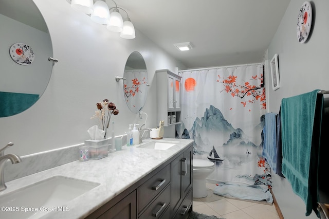1387 Gleneagles Ct, Rockledge, FL 32955 - bathroom featuring tile patterned flooring, double vanity, toilet, and a shower with curtain