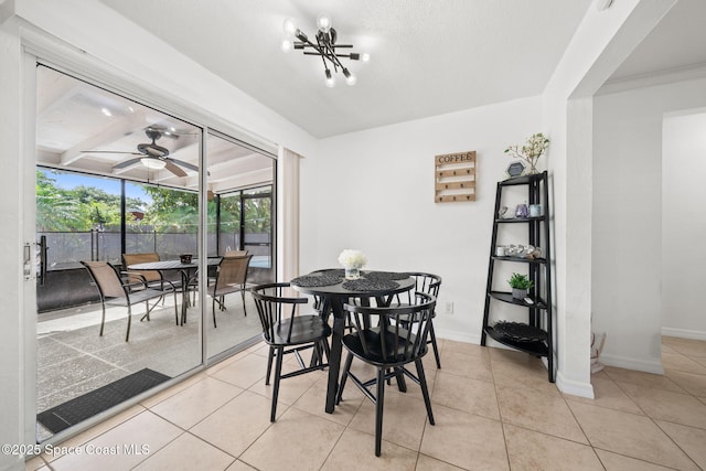 1941 Dawn Dr, Melbourne, FL 32935 - dining space with ceiling fan, tile patterned floors, and baseboards