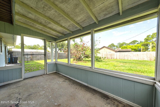 581 Howe Ave SE, Palm Bay, FL 32909 - unfurnished sunroom featuring lofted ceiling