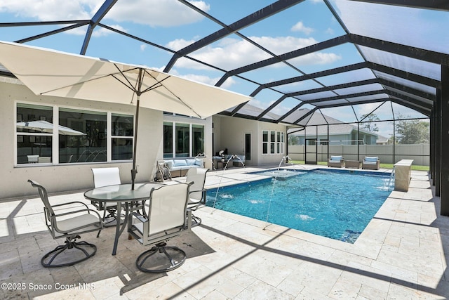 1025 Aranceto Cir, Merritt Island, FL 32952 - view of pool with an outdoor hangout area, a patio, and glass enclosure