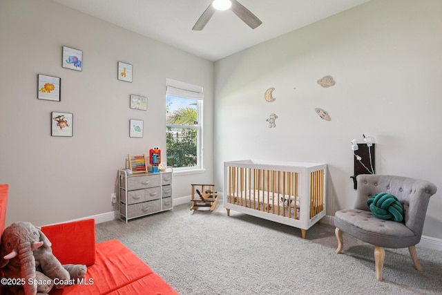 1025 Aranceto Cir, Merritt Island, FL 32952 - carpeted bedroom with a nursery area and a ceiling fan