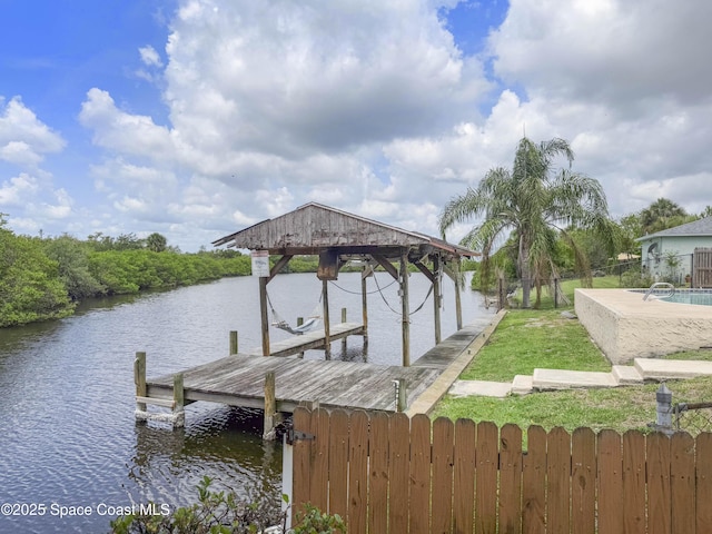 1395 Angler St, Merritt Island, FL 32952 - dock area with a water view and boat lift