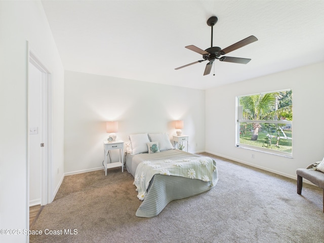 187 S Wimbrow Dr, Sebastian, FL 32958 - bedroom with carpet, baseboards, and ceiling fan
