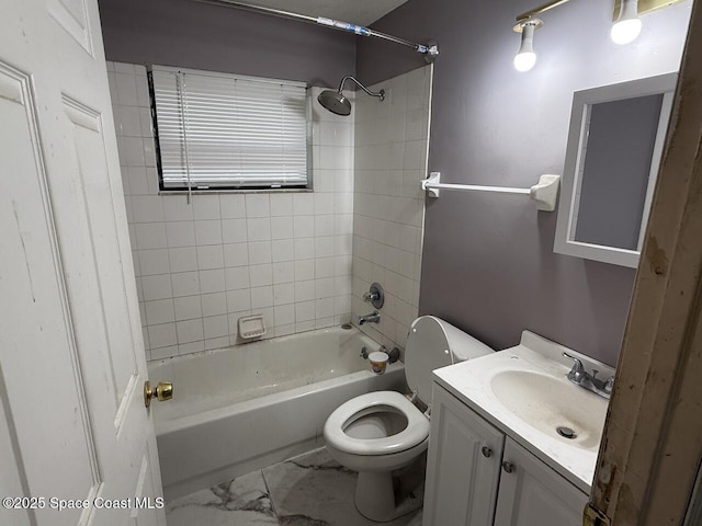 600 Byron Ave, Daytona Beach, FL 32114 - full bath with toilet, shower / bathtub combination, vanity, and marble finish floors