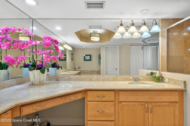 211 S 24th St Unit 202, Cocoa Beach, FL 32931 - full bathroom with vanity, a stall shower, and recessed lighting