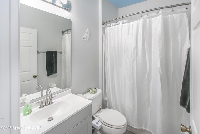 4345 Millicent Cir, Melbourne, FL 32901 - full bathroom with vanity, toilet, and a shower with shower curtain