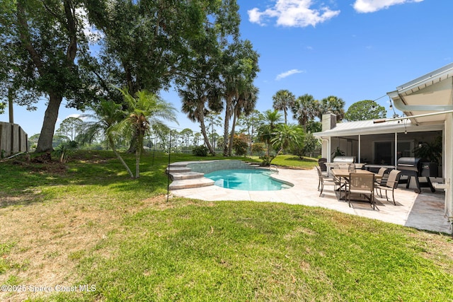 740 Hunan St NE, Palm Bay, FL 32907 - swimming pool featuring a patio area and a yard