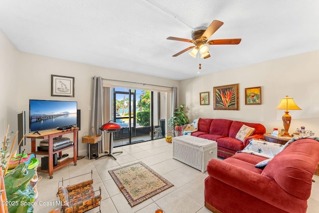 2915 Kirkland Rd NE, Palm Bay, FL 32905 - tiled living area featuring ceiling fan