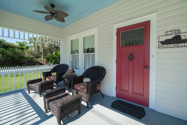 1248 Highland Ave, Melbourne, FL 32935 - doorway to property with a porch and a ceiling fan