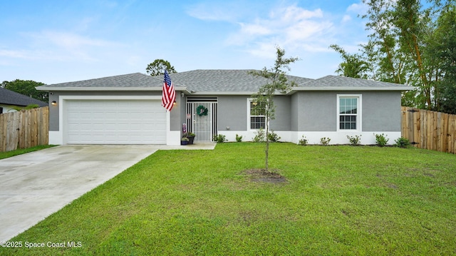 206 Wendover Rd SW, Palm Bay, FL 32908 - ranch-style home with stucco siding, a garage, concrete driveway, and a shingled roof