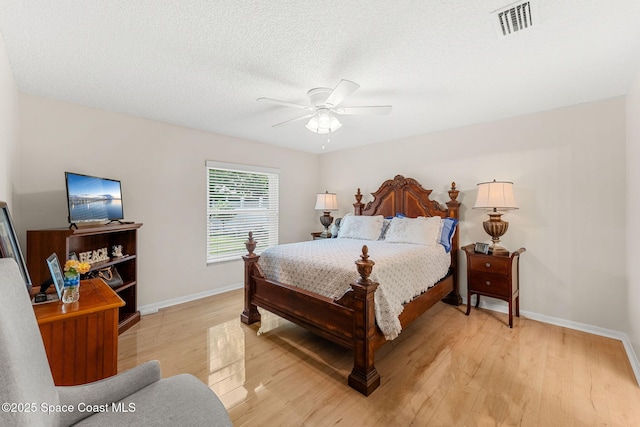 775 Triple Crown Ln, Melbourne, FL 32904 - bedroom with light wood-style floors, baseboards, ceiling fan, and a textured ceiling