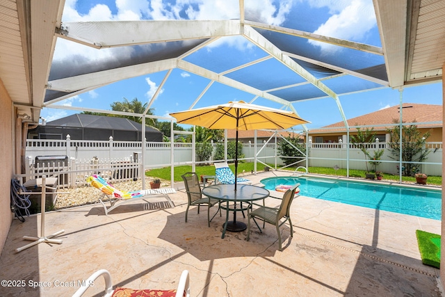 775 Triple Crown Ln, Melbourne, FL 32904 - view of pool with a fenced backyard, a patio, and glass enclosure