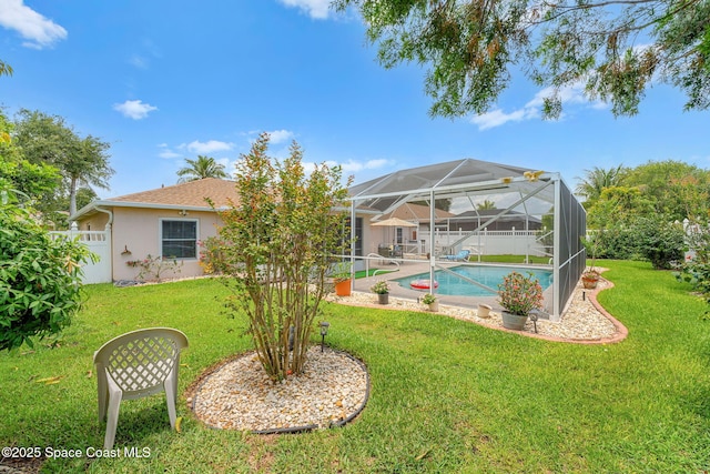 775 Triple Crown Ln, Melbourne, FL 32904 - view of grassy yard featuring an outdoor pool, a patio area, and a lanai