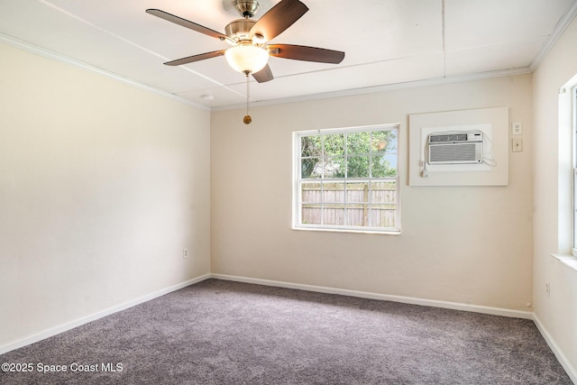 485 Poinciana Dr, Melbourne, FL 32935 - unfurnished room with carpet flooring, crown molding, ceiling fan, and baseboards