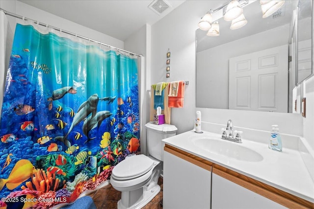 1250 Corning Ave NW, Palm Bay, FL 32907 - bathroom featuring vanity, toilet, and a shower with shower curtain