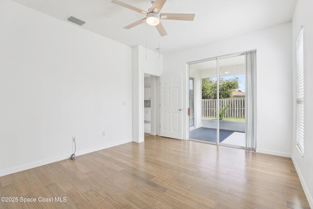 1609 Kestrel Ct, Rockledge, FL 32955 - spare room with ceiling fan, light wood finished floors, and baseboards