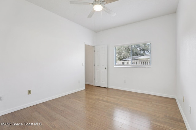 1609 Kestrel Ct, Rockledge, FL 32955 - empty room featuring light wood-style floors, ceiling fan, and baseboards